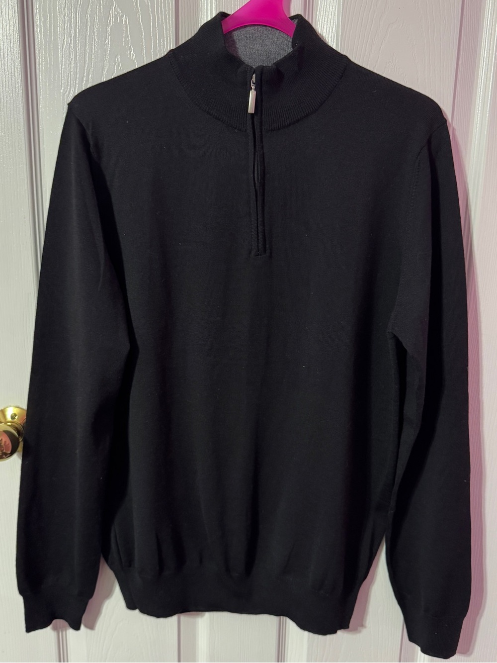 Saks Fifth Avenue Black Zip-Neck Men's Sweater